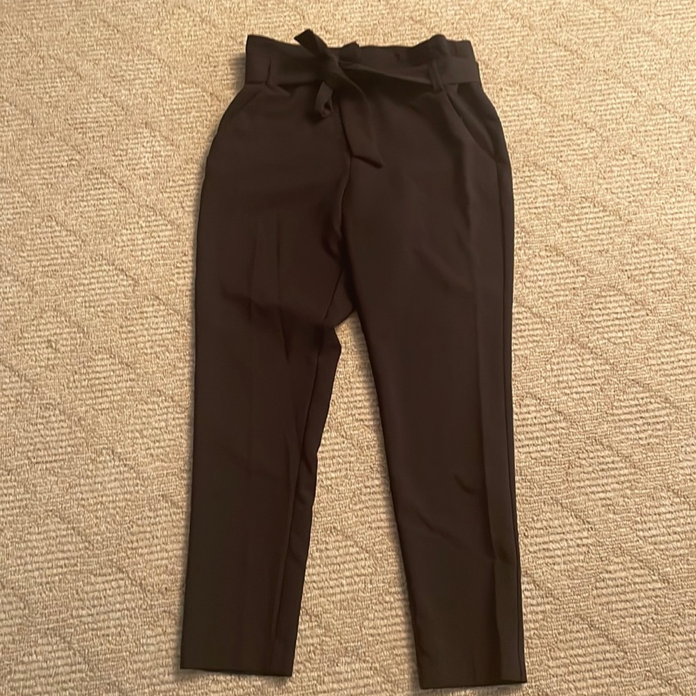 Black high waisted bow tie pants